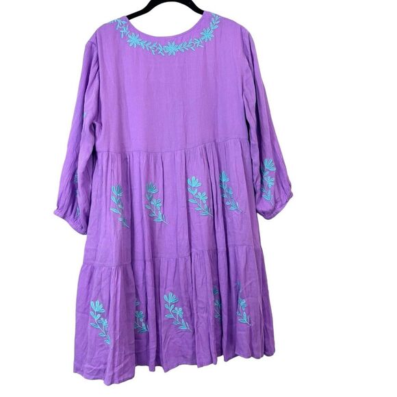 J Marie embroidered Madeline Dress Lavender Size S Peasant Cottagecore - Picture 3 of 10